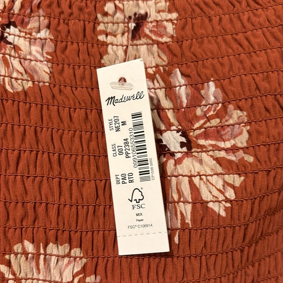 NWT Madewell Lucie Floral Smocked Peplum Top size M - Picture 2 of 5